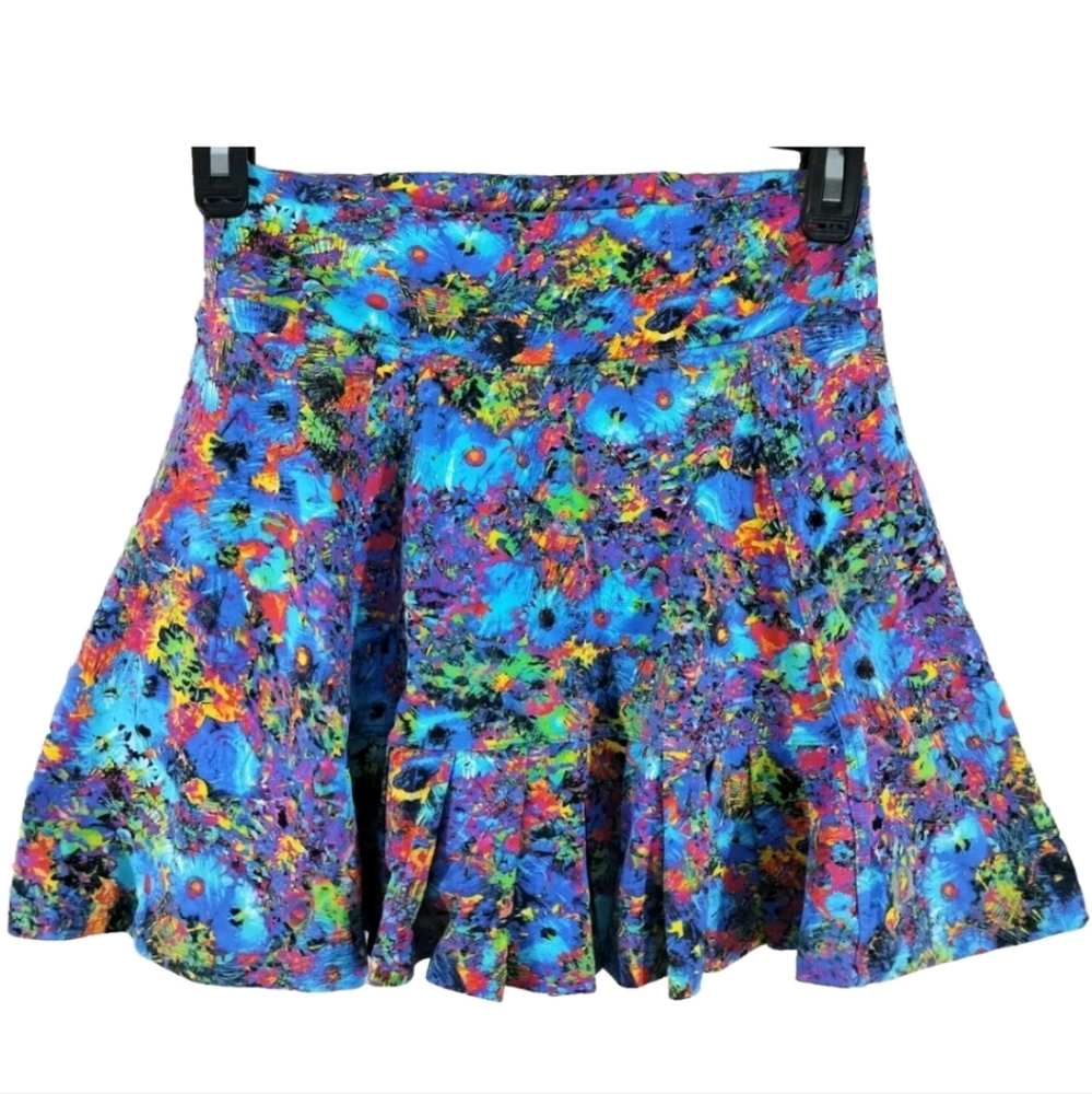 Dona Jo Colorful Splatter Pleated Skort Tennis Pickleball Golf Sz 1 EUC